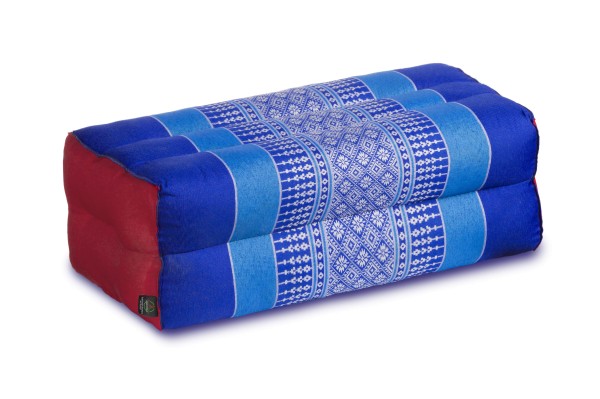 Kapok Block Pillow 35x15x10 Thai Design blue and red