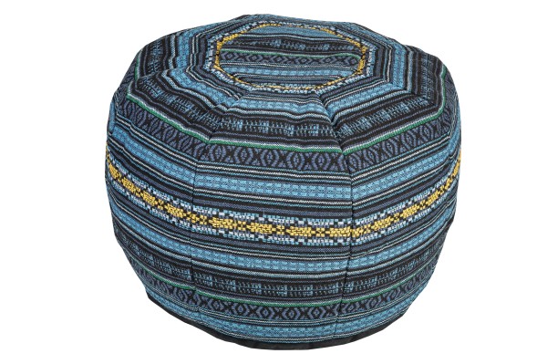 Pouf Rundes Kissen Baumwolle gewebt 34 x 48 cm blau