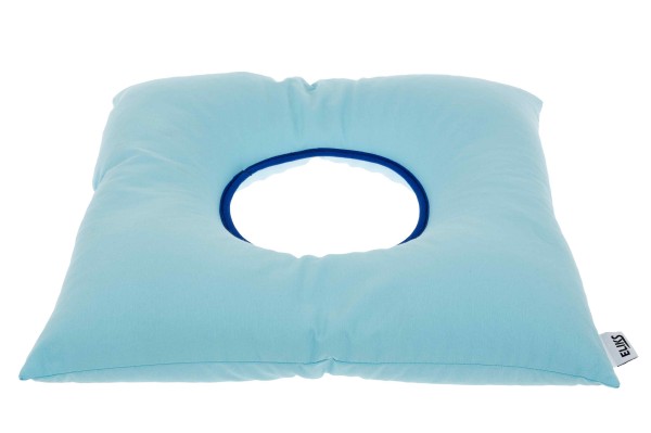 Lochkissen mit Bio Buchweizenspelz 40x40 cm (blau)