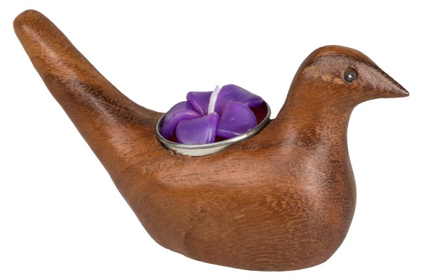 dove shaped wooden candle holder