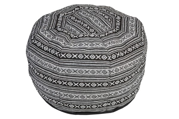 Pouf round cushion cotton woven 34 x 48 cm black & white