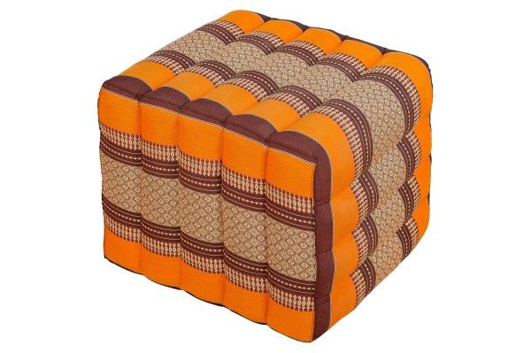 SupporLarge Cushion Footstool 40x45x50 cm (brown & orange)